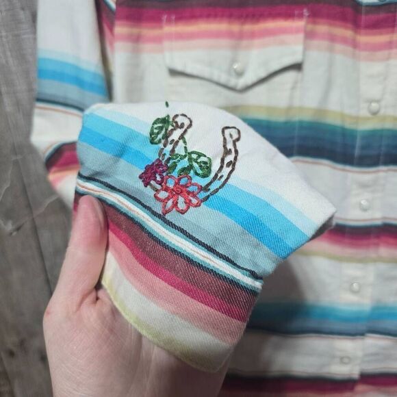 Tasha Polizzi for TP Saddleblanket Vintage 90s Southwestern Print Pearl Snap Wes - Picture 3 of 5